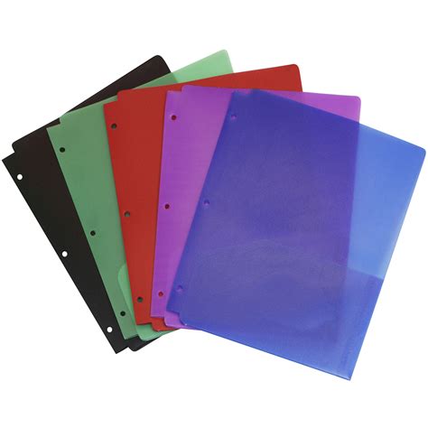 Storex Poly Pocket Folders, 3 Hole Punched, 5 Pk., Assorted Colors | Binders & Folders | More ...