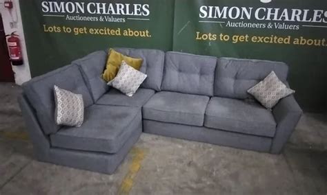 DESIGNER GREY FABRIC CORNER SOFA 4616227-Simon Charles Auctioneers