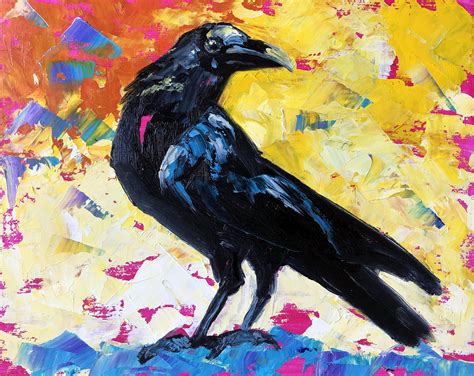 Crow Painting Original Art Raven Birds Oil Painting 9 by 12 | Etsy