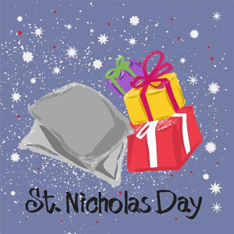 Holiday card, St. Nicholas Day, pillow and gifts 14467454 Vector Art at Vecteezy