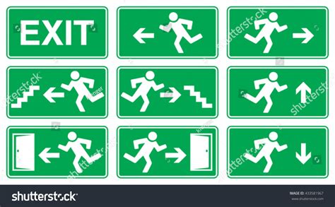 Green Emergency Exit Sign Icon Symbol Stock Vector 433581967 - Shutterstock