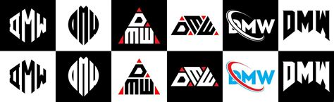 DMW letter logo design in six style. DMW polygon, circle, triangle ...