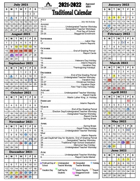 New Hanover County School Calendar Holidays 2021-2022