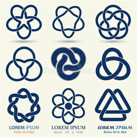 Business Emblem Set, Blue Knot Symbol Stock Vector - Illustration of ...