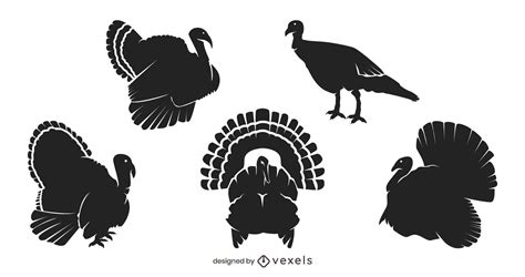 Thanksgiving Turkey Silhouette Set Vector Download