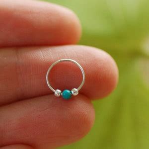 Turquoise Nose Ring Stud Silver 14K Gold Filled Handcrafted - Etsy