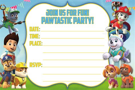 Paw Patrol Invitations