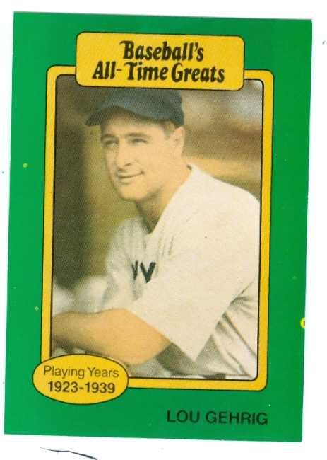 Lou Gehrig baseball card Baseball All Time Greats (New York Yankees) 67