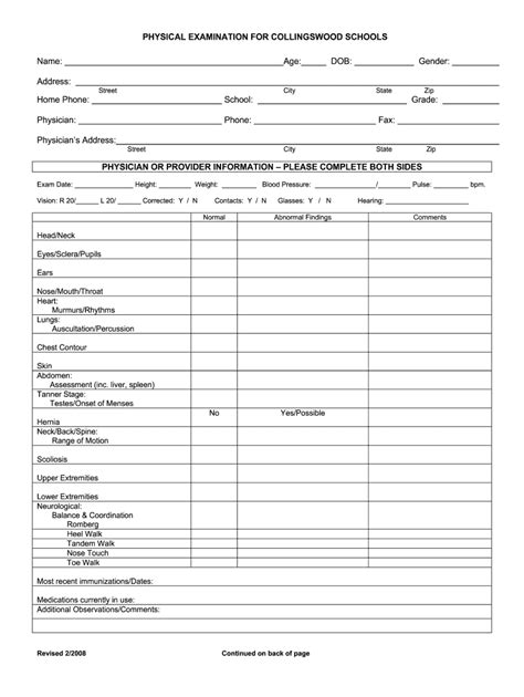 Physical Exam Template Word - Fill Online, Printable, Fillable, Blank ...