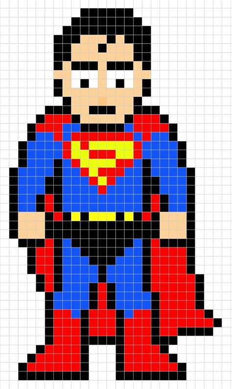 Superman - Pixel Art | Dibujos en cuadricula, Pixel art, Superman dibujo