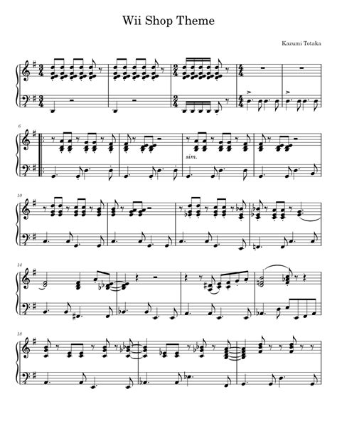 Wii Shop Theme (Piano Solo) Sheet music for Piano (Solo) | Musescore.com