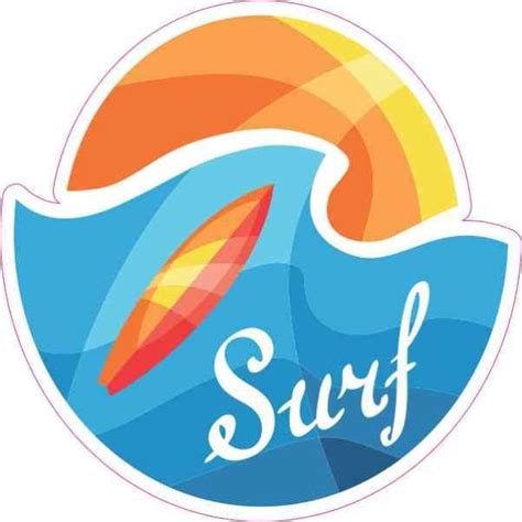 4in x 4in Surf Sticker Vinyl Sports Hobby Vehicle Decal Ocean Stickers ...