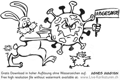 Virus Corona Osterhase Ostern abgesagt — www.Live-Karikaturen.ch