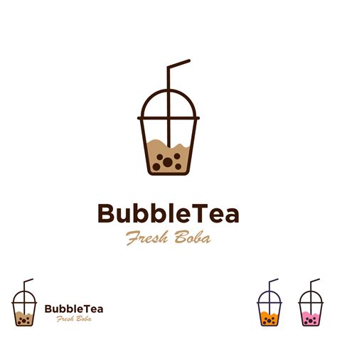 bubble tea logo design on isolated background, pearl bubble tea icon ...