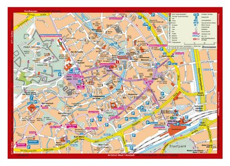 Large tourist map of central part of Erfurt | Erfurt | Germany | Europe | Mapsland | Maps of the ...