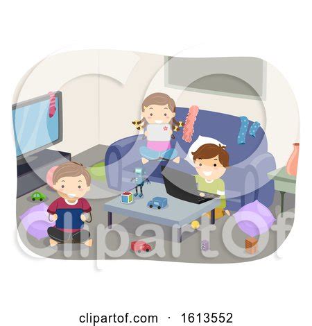 Stickman Kids Gadgets Messy Room Illustration by BNP Design Studio #1613552