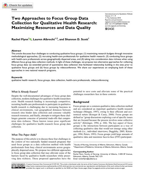 (PDF) Two Approaches to Focus Group Data Collection for Qualitative Health Research: Maximizing ...