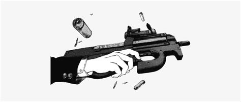 Mine Black And White Anime My Edit Edit Manga Guns - Anime Boy Gun Png ...