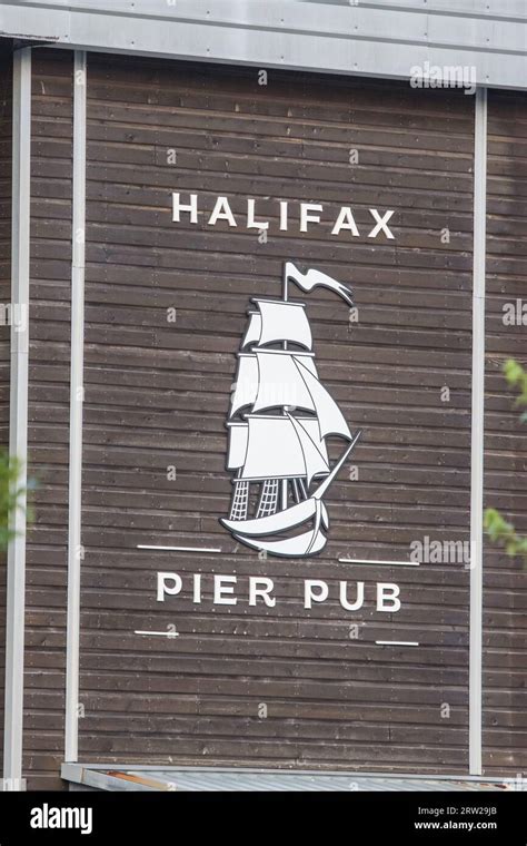 Halifax Pier Pub bar and restaurant banner at Waterfront, Halifax famous for its Outdoor patio ...