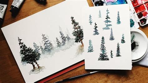 Learn to paint loose watercolor pine trees using 8 easy-to-learn ...