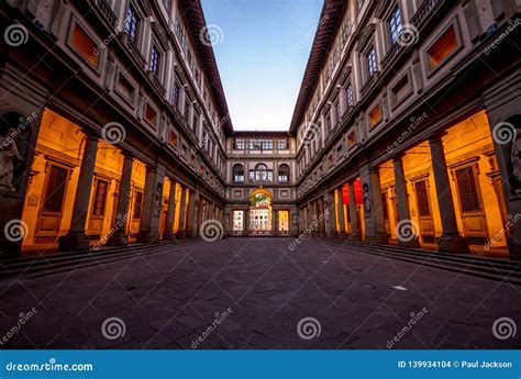 The Empty Courtyard by the Uffizi Museum in Florence, Italy at Sunrise Editorial Stock Image ...