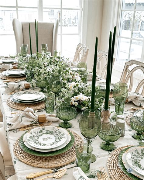 Spring Green and White Table Decor - Home With Holly J