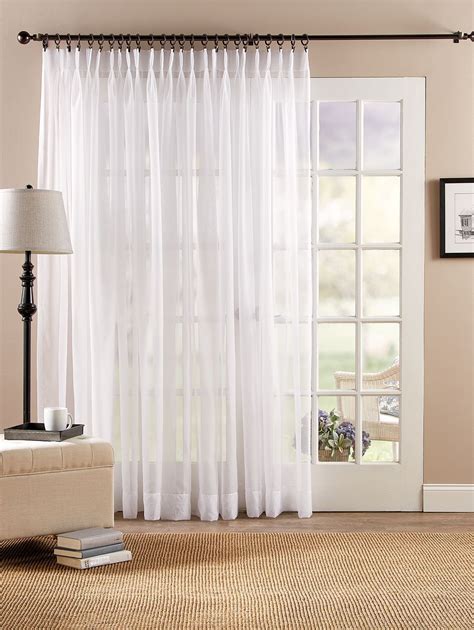 Classic Sheers 96 Inch Pinch Pleat Patio Panel | White curtains living room, Patio door curtains ...