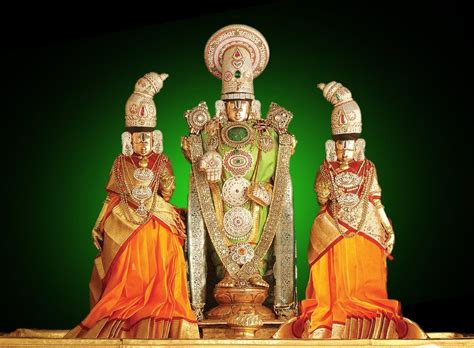 Malayappa swami with his consorts - Sridevi (left) and Bhudevi (right ...