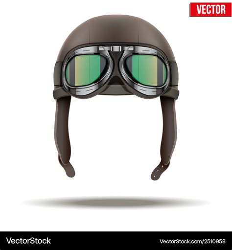 Retro aviator pilot helmet with goggles isolated Vector Image