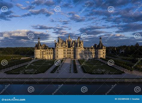 Aerial View of the Castle of Chambord with Its New French Gardens ...