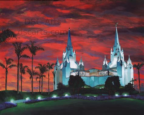 San Diego LDS Temple at Dusk Acrylic Painting – DSC Arts