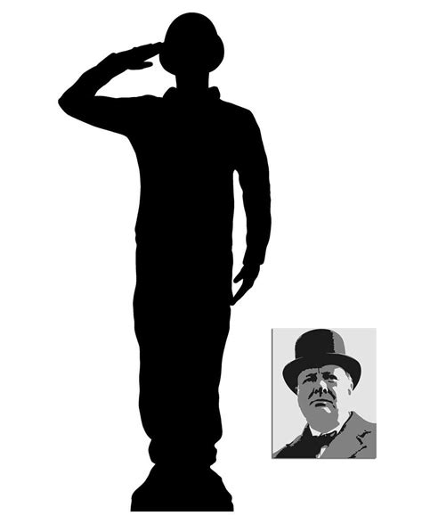 Buy Saluting Wartime Soldier Silhouette Lifesize Cardboard Cutout Fan ...