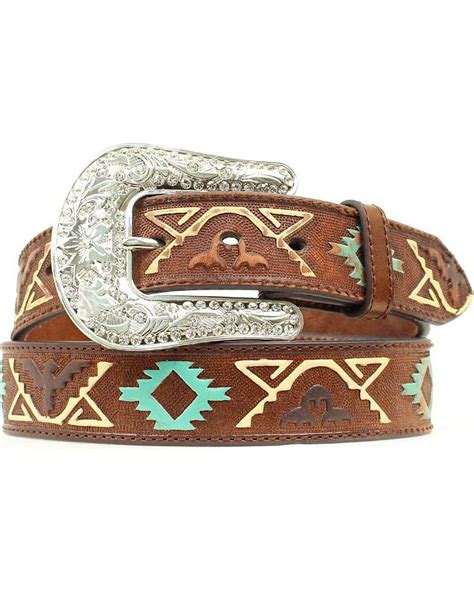 Nocona Women's Thunderbolt Embossed Belt Dk Brown Large