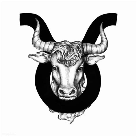 Hand drawn horoscope symbol of Taurus illustration | free image by ...