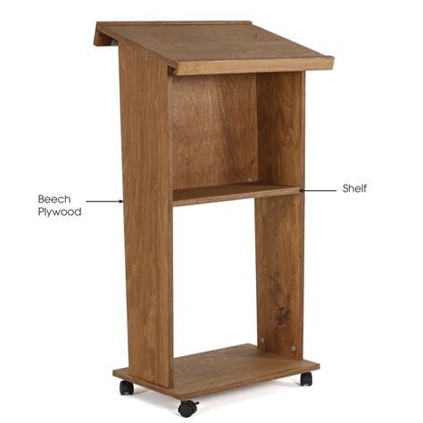 Plywood Stand Up Podium and 4 Locking Caster Wheels 45″ Height (Dark ...