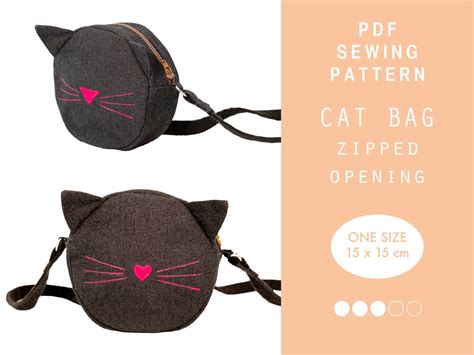 Cat Bag Sewing Pattern Zipped Round Bag Pattern One Size Easy Digital ...