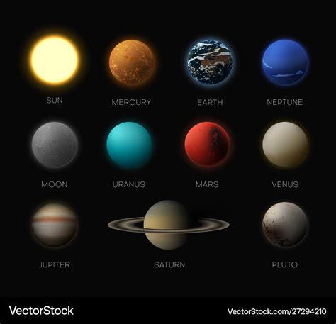 Solar system planets realistic Royalty Free Vector Image