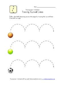 Tracing Curved Lines Worksheet for Pre-K - Kindergarten | Lesson Planet