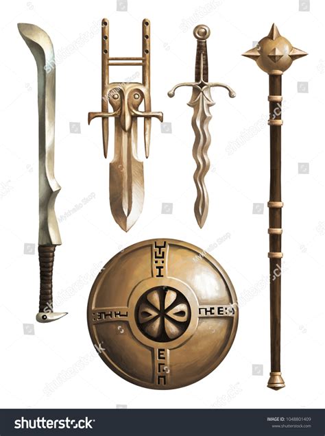 Collection Ancient Weapons Fantasy Set Stock Illustration 1048801409 ...