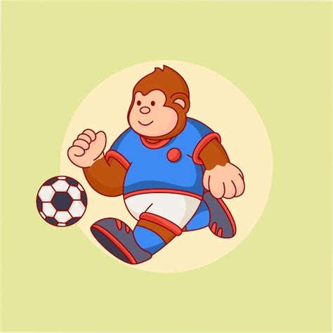 Premium Vector | Monkey playing soccer with blue t shirt cartoon vector ...