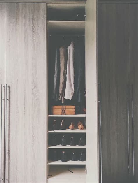 clothes, shoes, brown, wooden, wardrobe, cabinet, closet, door, open, clothing | Pxfuel