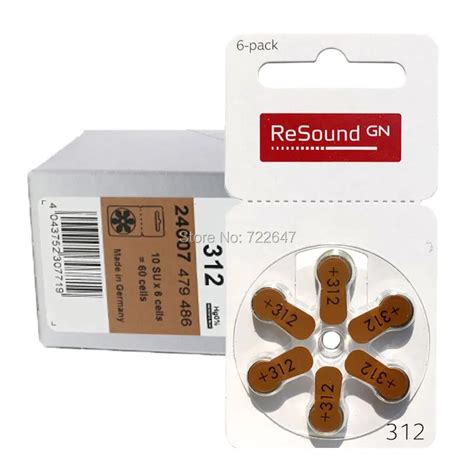 60 x Resound Hearing Aid Batteries 312 a312 312a p312 pr41 1.45v for ITC HSE Hearing aids ...