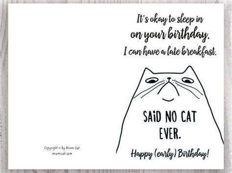 Funny Cat Birthday Cards Instant Download, Printable Birthday Cards for Cat Lovers, Early ...