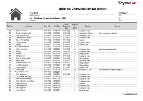 Residential Construction Schedule Template | Images and Photos finder