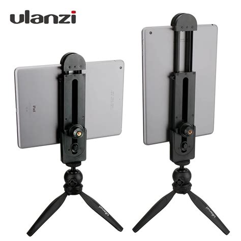 Ulanzi 5 12'' Tablet Mount Tripod Stand, Tabletop Pad Adapter Clamp Holder Tripod for iPad Air ...