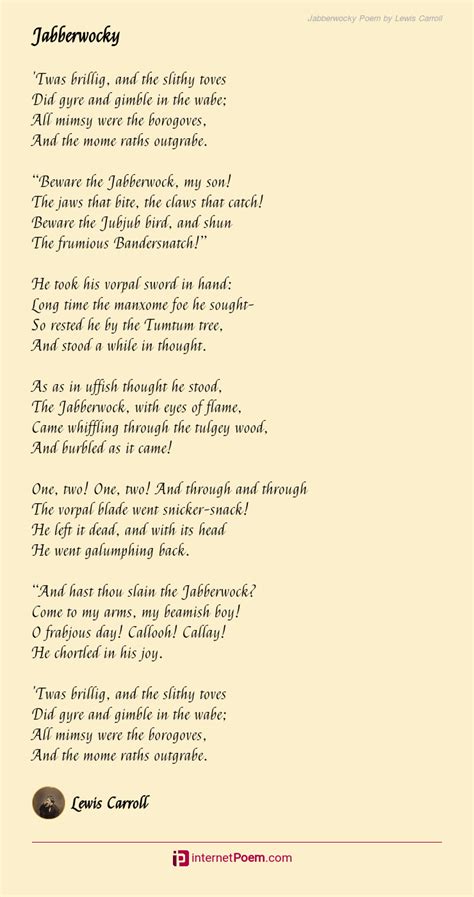 Jabberwocky Poem by Lewis Carroll