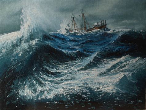 Storm In The Sea Painting by Shobita Sreekumar
