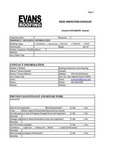 Free Roof Inspection Template - Printable Templates