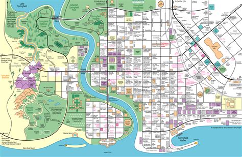 Comprehensive map of Springfield. | Springfield map, Simpsons ...