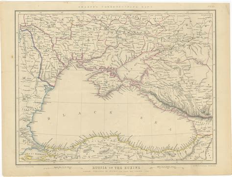 Antique Map of the Black Sea and surroundings by Sharpe (1849)